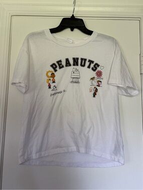 GAP White Peanuts Graphic Tee with Colorful Character Print